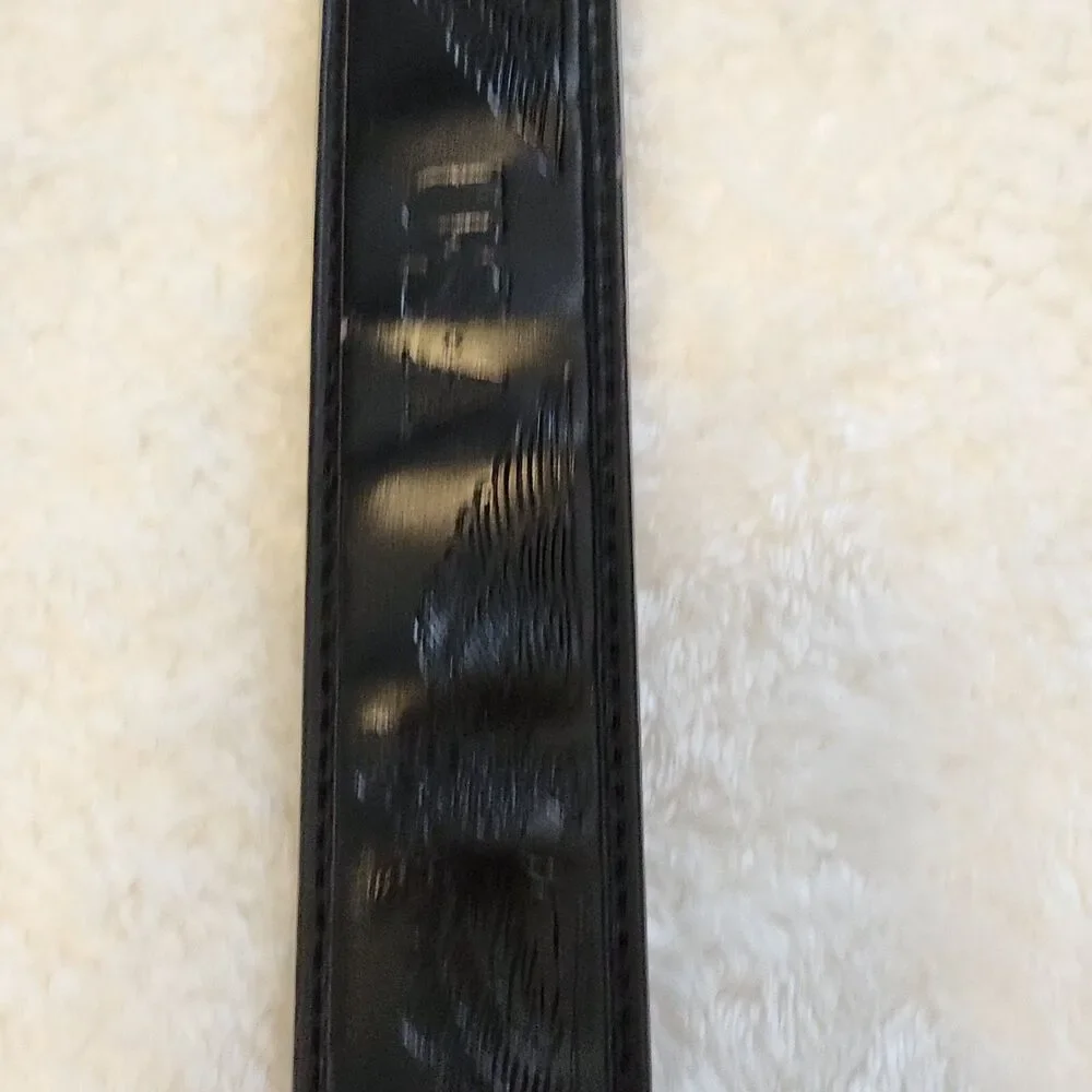 Genuine Black Leather Mens L (38-40) Embossed American Eagle USA Biker Belt